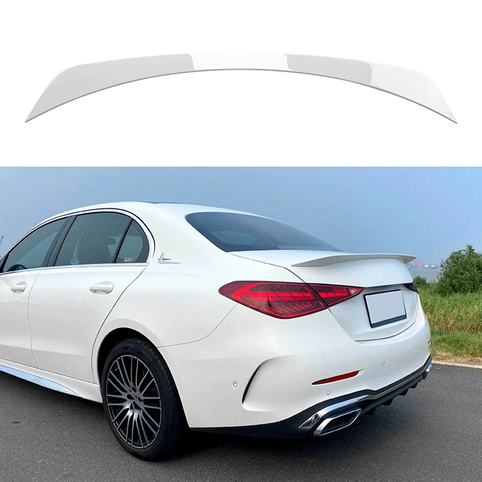 

Rear Trunk Lid Spoiler Wing For Mercedes Benz C-Class W206 2021-2022 C200 C260 C300 White/Black/Carbon Fiber Look Splitter Lip