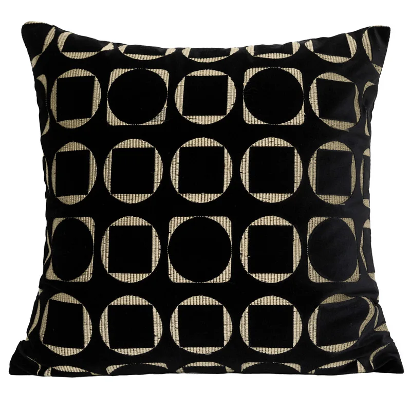 

Black Velvet Embroidery Cushion Cover 30x50cm 45x45cm Unique Design Pattern Pillow Cover Decorative for Livingroom Pillowcase