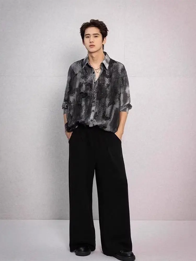 

Lightweight Breathable Long Sve Tie-Dye Embroidered Me irt Men's Trendy irt Outerwear Casual Loose Fit Summer