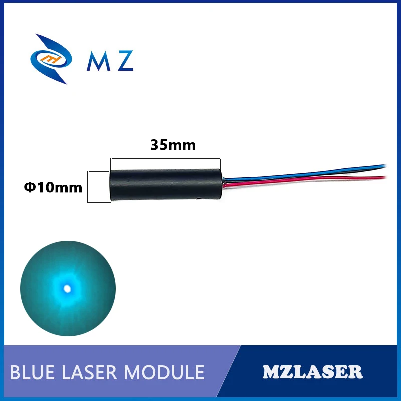 Modelo de diodo láser de 488nm, enfoque ajustable compacto, Mini D10 mm, 488nm, 10mW, 20mw, 50mw, TTL, máquina de grado Industrial, Láser de punto cian