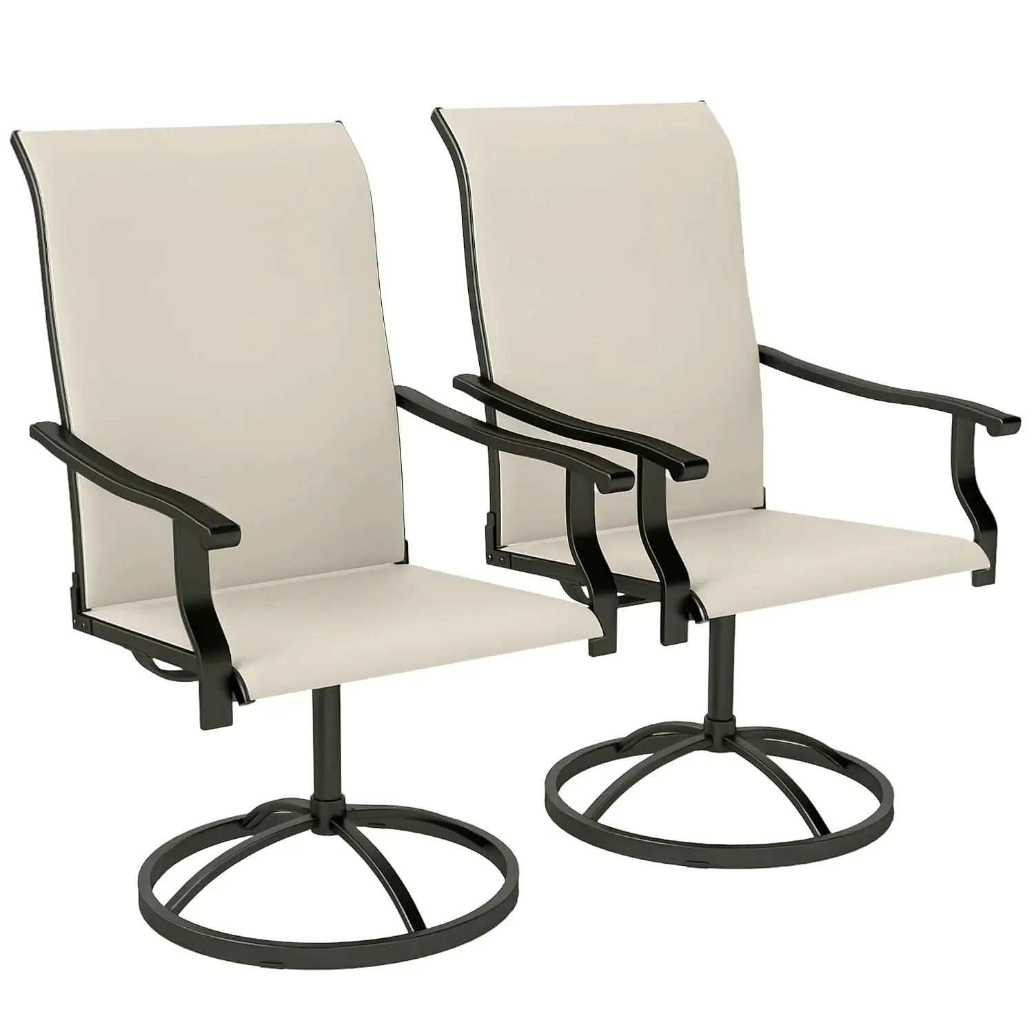 Outdoor Patio Swivel Chairs High Back Patio Dining Chairs Beige