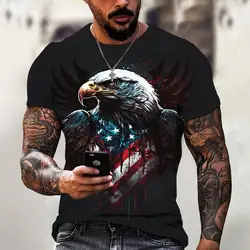 American T-Shirt Eagle Graphic Tees Men Summer Animal 3d Print T-Shirts For Men Casual Streetwear Tops Oversized Men's Clothing