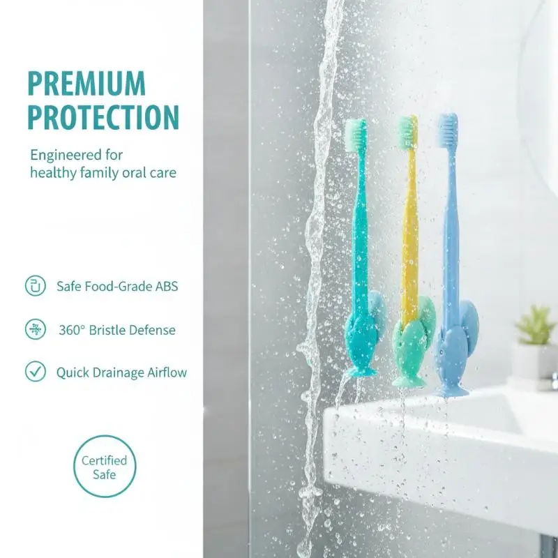 4PCS Fish Shape Toothbrush Holder Silicone Standing Toothbrush Storage Rack Portable Travel Toothbrush Head Protector Cover