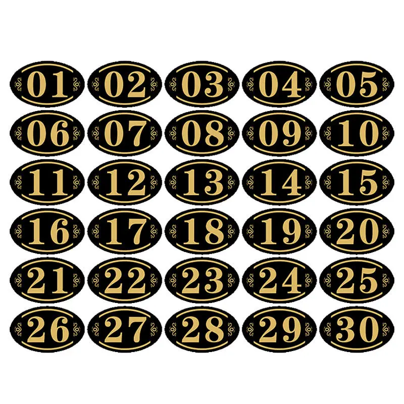 10Pcs 5*8cm Acrylic Store Hotel Adhesive Door Table Sign Plate Storage Cabinet Shelf Number Sign Sticker Party DIY Decoration