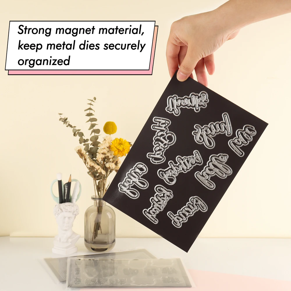6pcs/set Double Sided Strong Magnetic Sheet 0.8mm Thickness for Metal Cutting Die Storage Organizer Black Magnet Mats