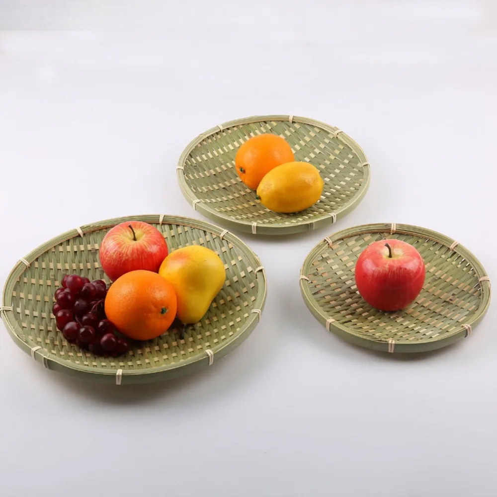 Creative Natural Bamboo Sieve Weaving Household Bamboo Dustpan Handmade Small Tray Kitchen Storage