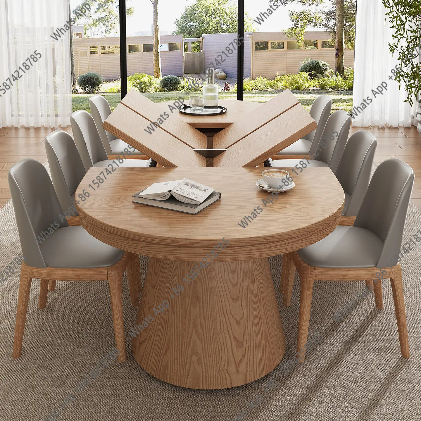 

Solid wood new retractable dining table 2026 new oval household small apartment American style foldable deformation dining table