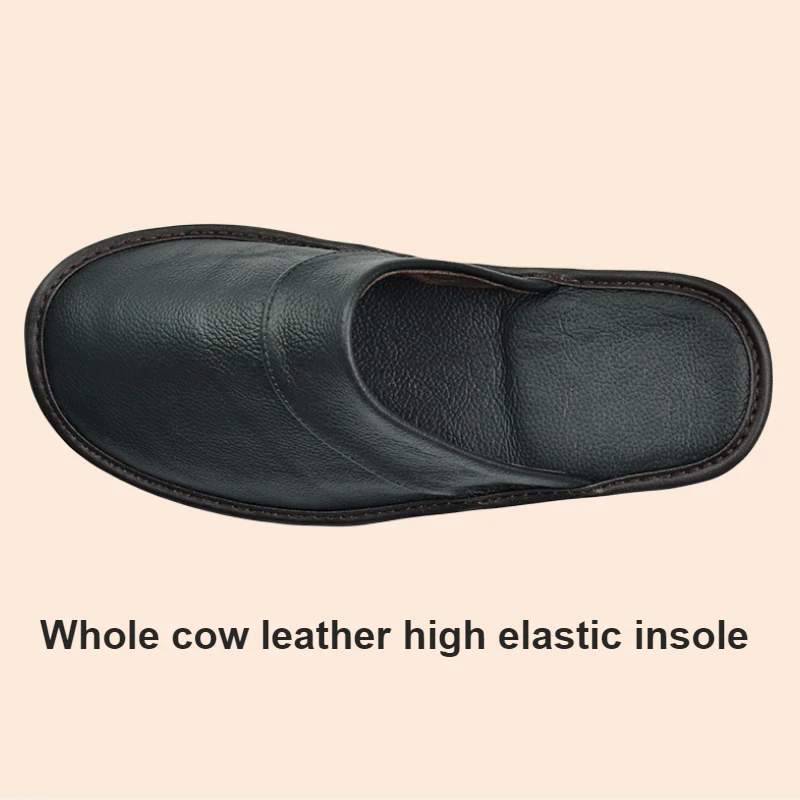 Big sizes Genuine Cow Leather Linen Slippers Homes in indoor slipper Spring Autumn men women elderly non-slip casual single shoe