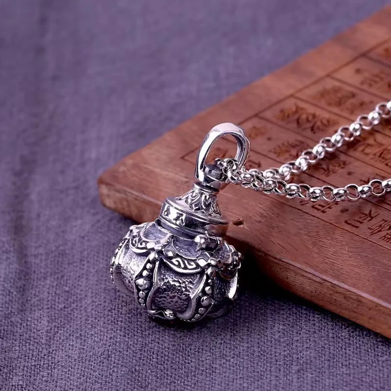 Retro Taishang Laojun Alchemy Furnace Openable Pendant Ga Cang Bottle Necklace Trendy Jewelry for Men and Women