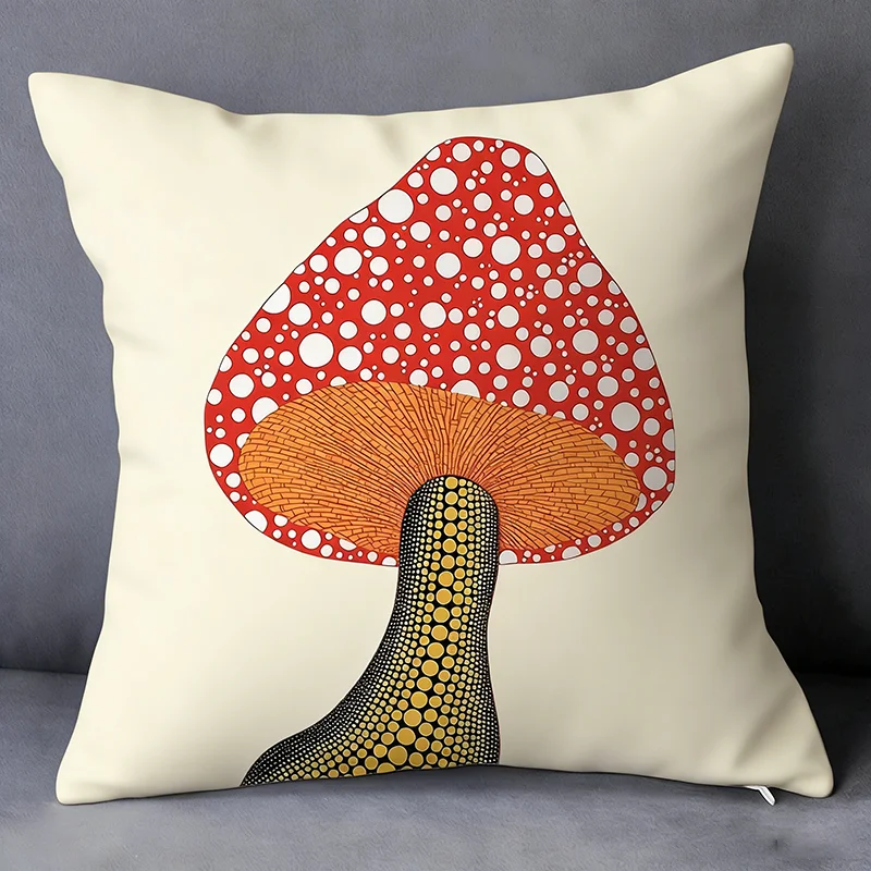 

Abstract Mutant Mushroom Flower Cushion Cover Retro Throw Pillow Living Room Sofa Bed Couch Home Decor Indoors Peach Skin 1 Pc