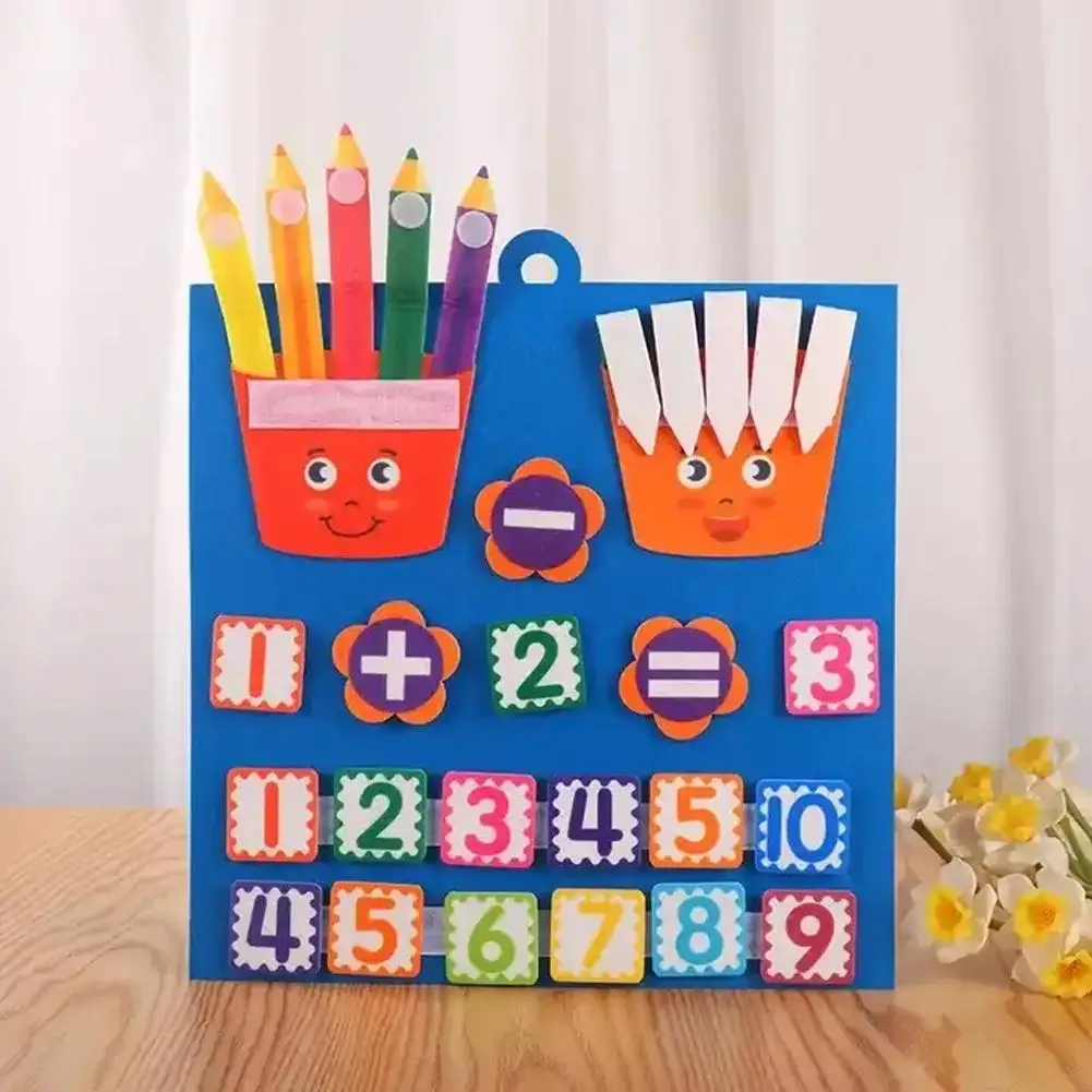 Juguete de matemáticas de fieltro Montessori para niños, bolígrafo de conteo ocupado, juguetes educativos para niños, tablero temprano, 30x30cm