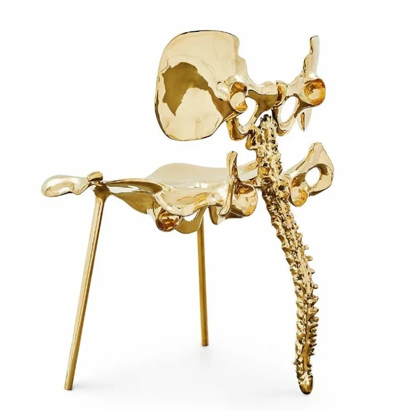 Art high-end brass leisure chair villa mansion special-shaped high chair Satan bone bar chair