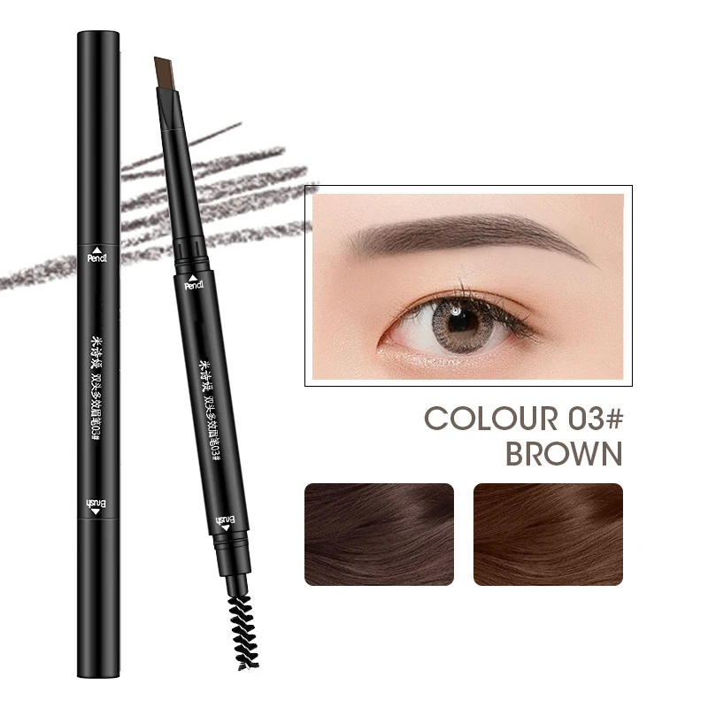 5 Color Waterproof Matte Eyebrow Pen Makeup Double Head Long Lasting Brown Non-Smudged Eye Brow Pencil Tint with Brush Cosmetics
