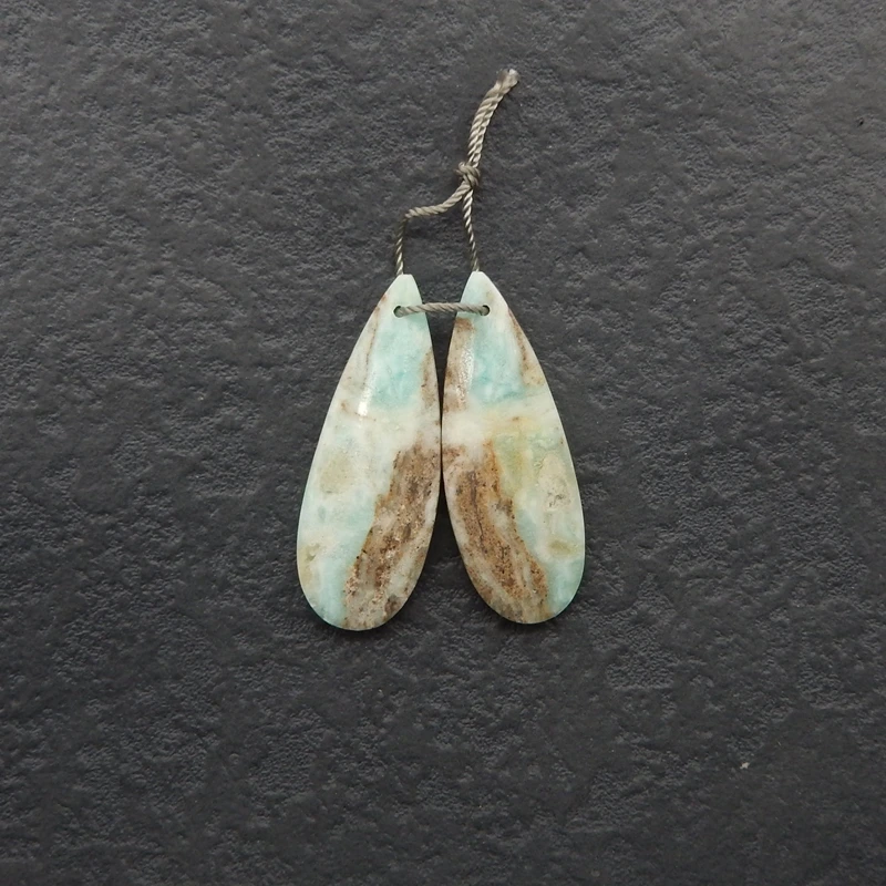 

Natural Stone Hemimorphite Earrings Semiprecious 35x13x4mm Beads Unique Fashion Jewelry Accessory for Women 6.2g