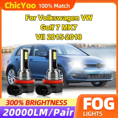20000LM CSP Chips LED Fog Lamps 60W Fog Lights 12V 6000K Plug And Play For Volkswagen VW Golf 7 MK7 VII 2015 2016 2017 2018