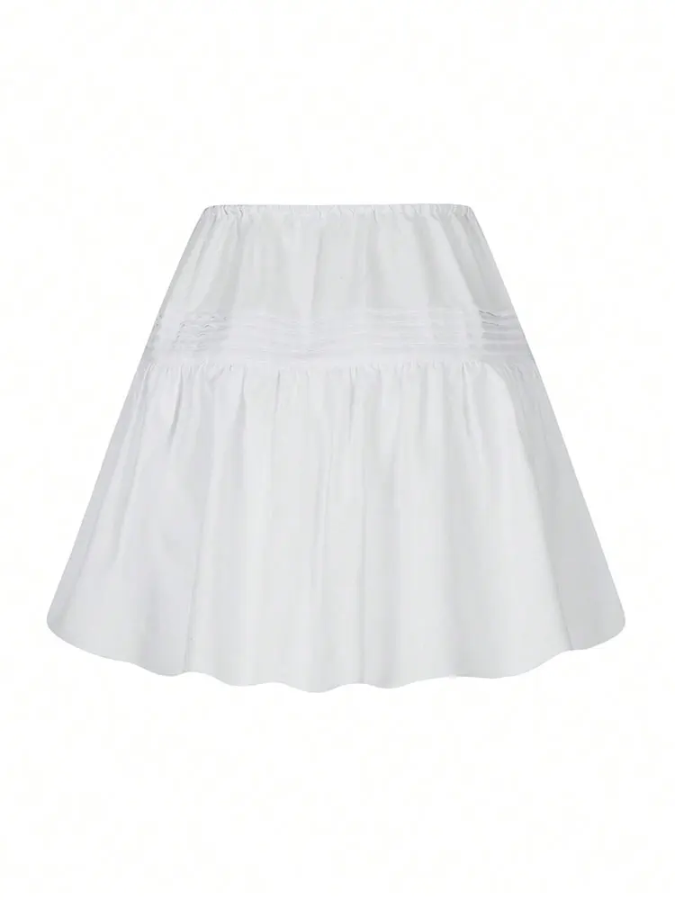 NewHot Mini gonna con coulisse a pieghe con bocciolo di fiore bianco Carino tutto-fiammifero elegante gonna corta da festa Recensioni coreane Molte vestiti per ragazze