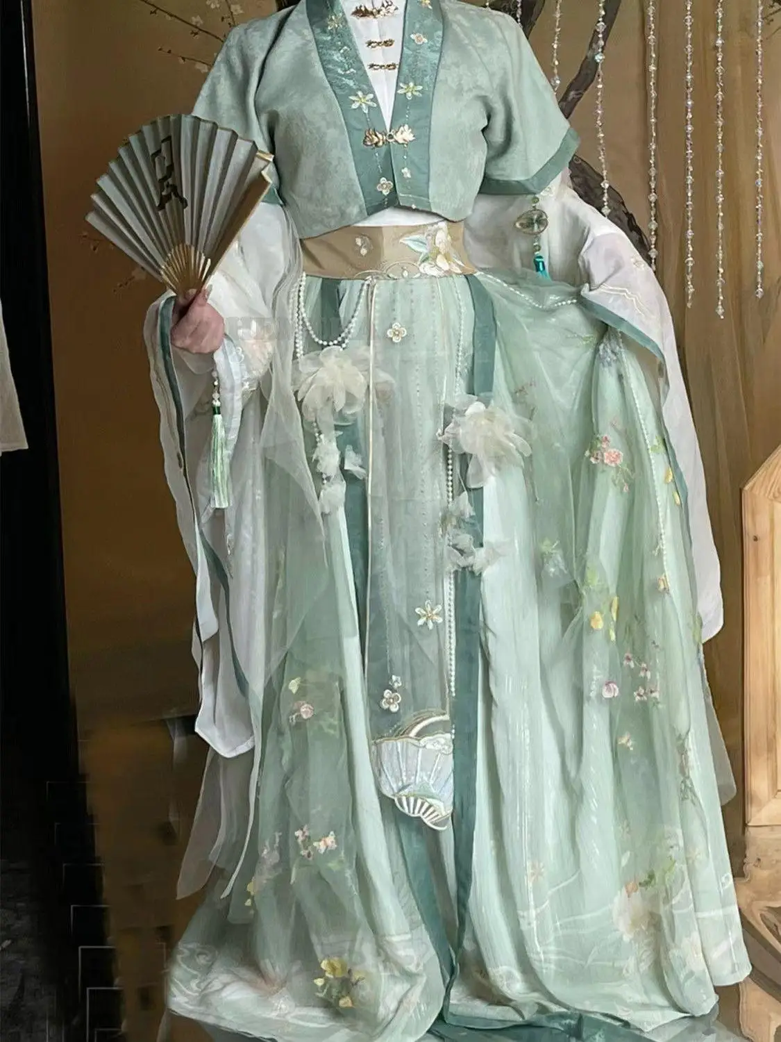 TGCF تيان غوان Ci فو شيه ليان هوا تشنغ فنغ شي شي تشينغ شوان تأثيري حلي الأخضر كوس فستان Hanfu دور حفلة مجموعة كاملة