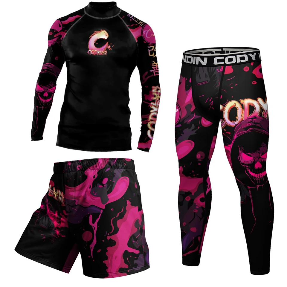 

Футболка с рисунком MMA Muay Thai + шорты, мужская летняя одежда для джиу-джитсу, спортивный рашгард для бега, уличные спортивные костюмы для бокса, борьбы