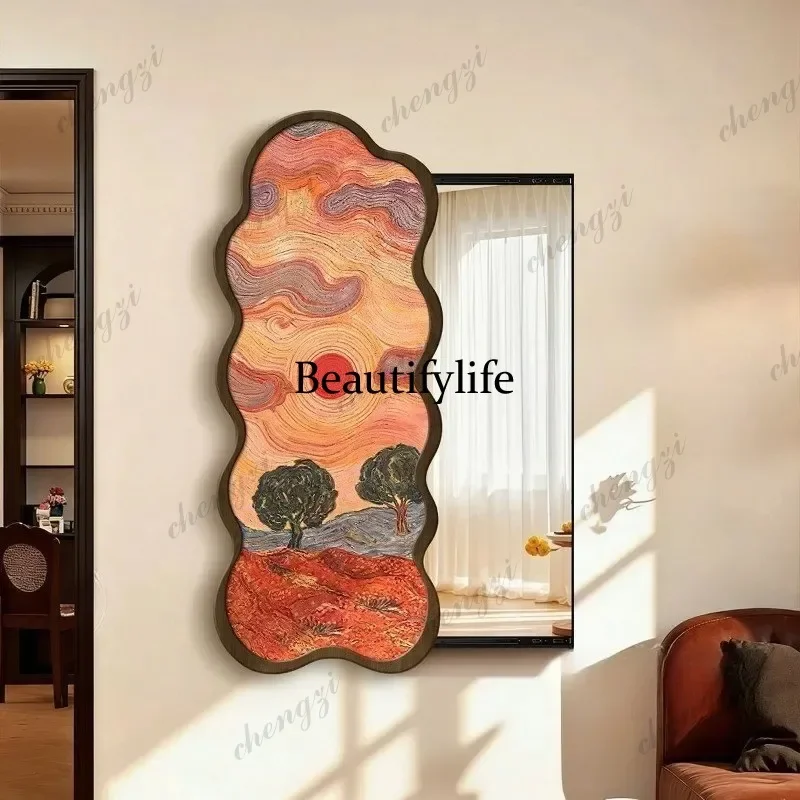 H134 T Hanging Apartment Mirrors Full Body Aesthetic Square Wooden Decorative Mirrors Living Room Dekoracyjne Lustra Home Deco