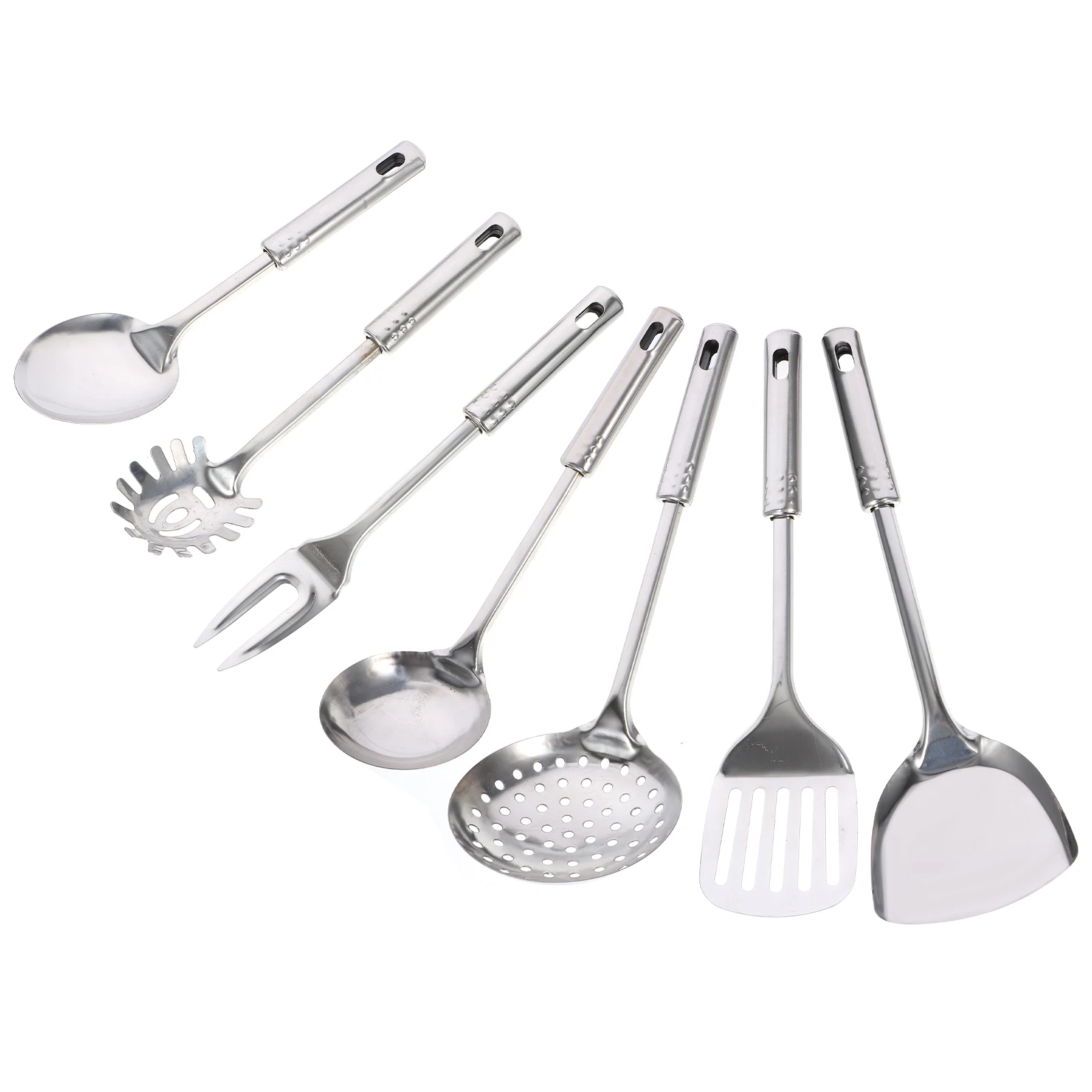 

7pcs Stainless Steel Kitchenware Set Cooking Tools with Hanging Design Space Saving Utensils for Kitchen
