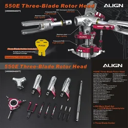 ALIGN 550E/L 600 electric helicopter like a real simulation 3 Three   Blades Main Rotor head Set general 10MM spindle10