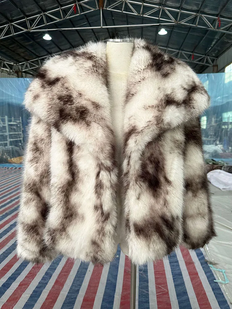 

ZADORIN Chic Winter Clothes For Woman Turn Down Collar Thick Warm Fluffy Faux Fur Coat Woman Gradient Furry Jacket Fur Faux Coat