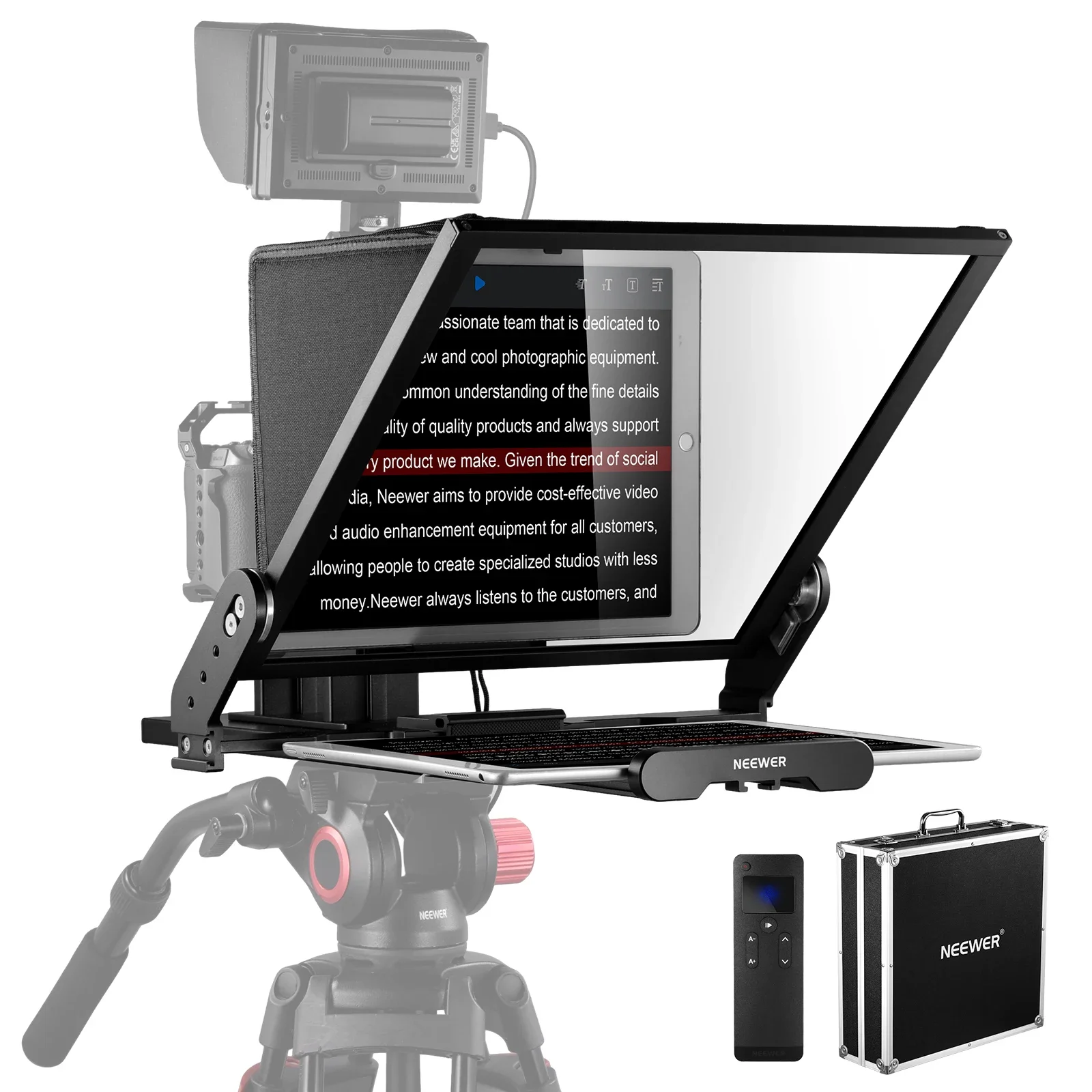 

NEEWER Teleprompter X17 II With RT113 Remote/APP Control, 17" HD Beamsplitter All Metal Frame Upgraded Camera Mount QR Plate