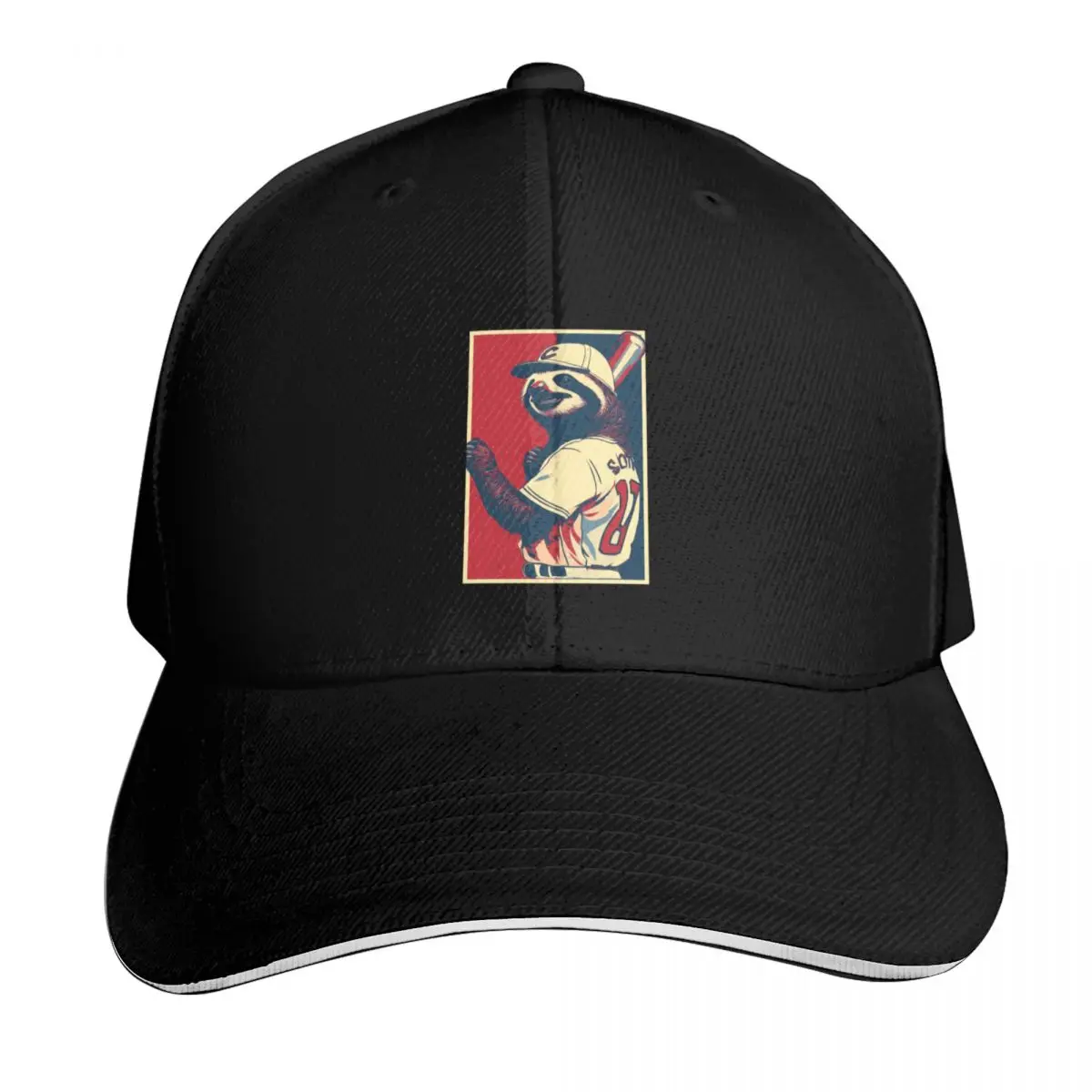 Sloth Baseball Player HOPE Baseball Cap Strapback Dad Hat Six Panel Structured Crown Sun Protection UPF 50+