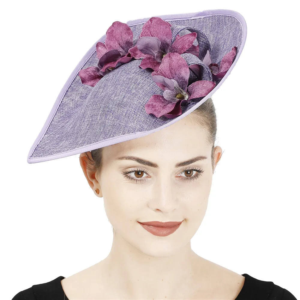 Women Fascinators Lavender  Headband Hats Bridal Floral Wedding Women Church Party Tea Headpiece New Formal Ladies Derby Chapeau