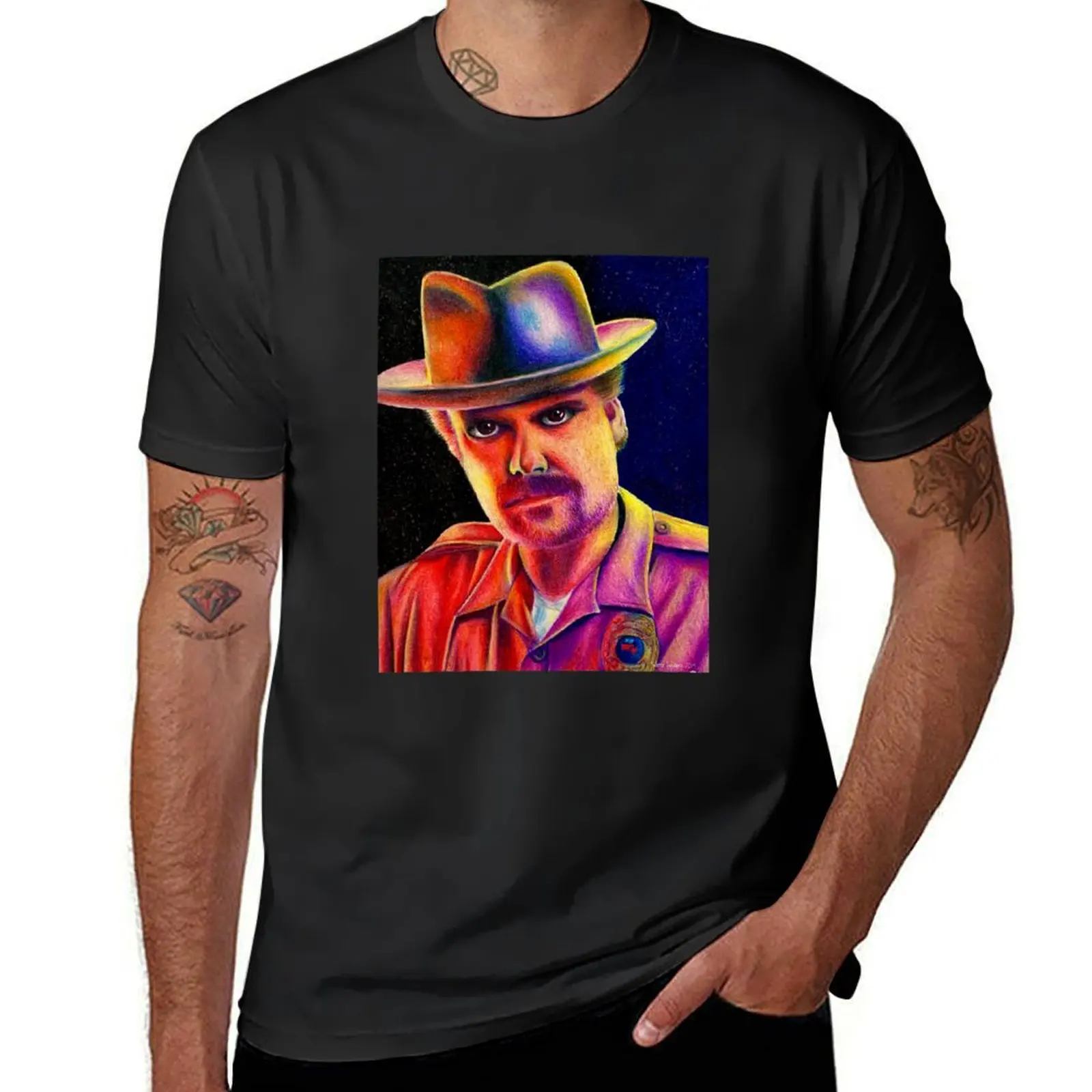 Colorful Hopper Colored Pencil Drawing T-Shirt tees customs quick-drying customizeds t shirts men