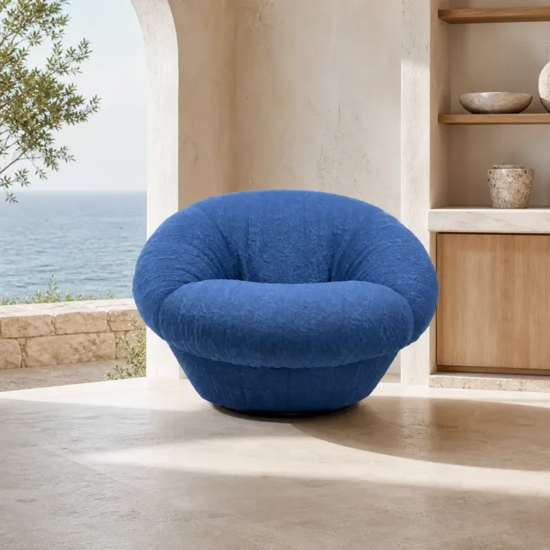 Modern fabric bucket armchair with metal legs, suitable for living rooms