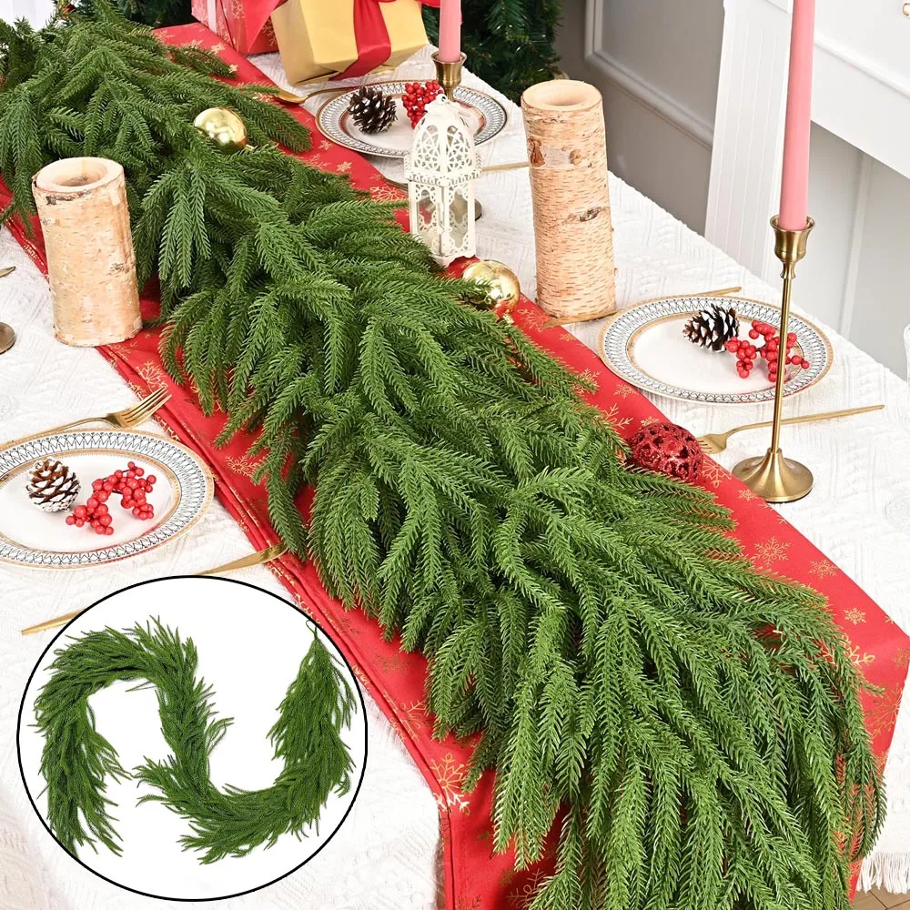 

Artificial Cypress Garland Christmas Norfolk Pine Tree Wreath Decor Emulate Leaves Home Door Walls Porches Xmas Fireplace Decor