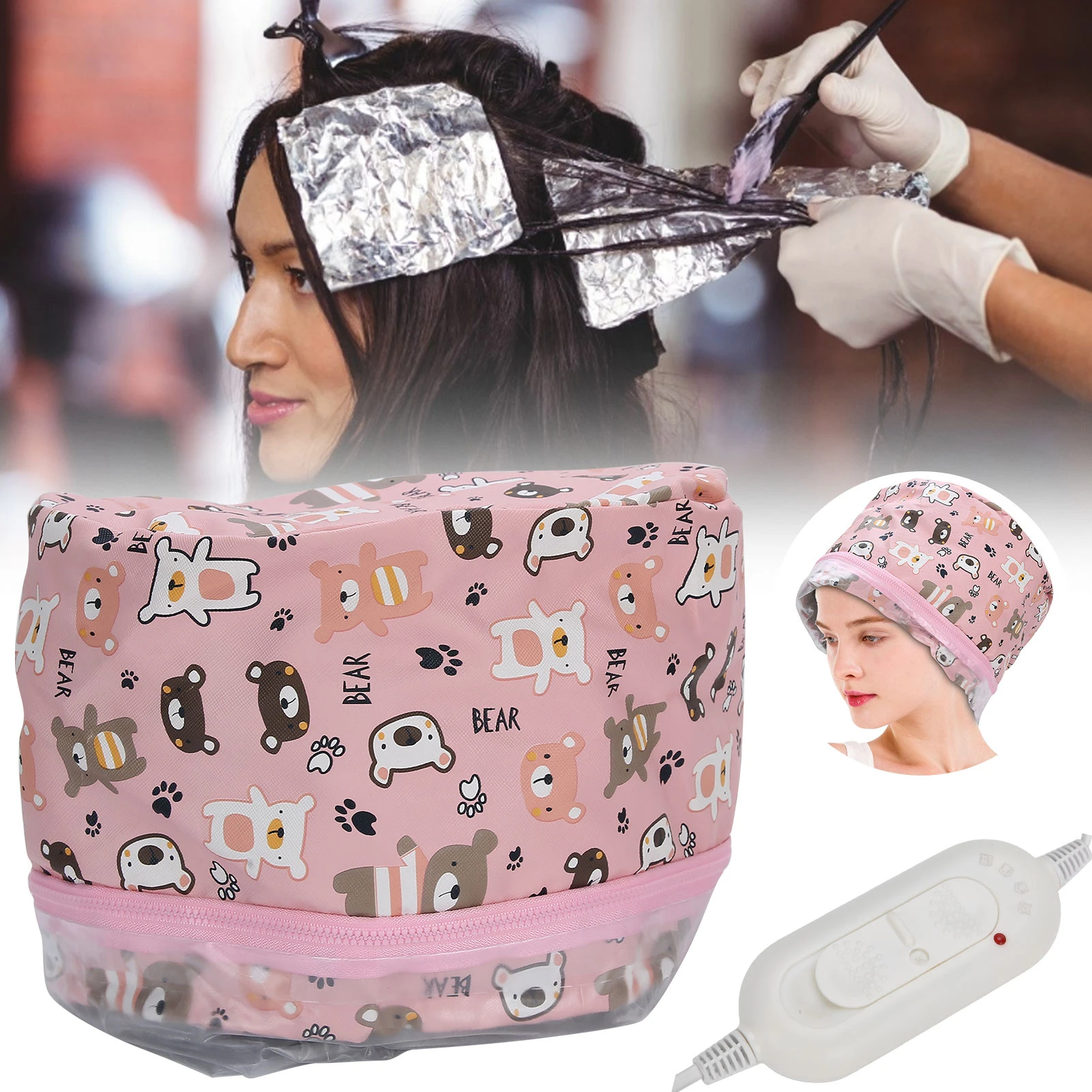 

Hair Treatment Cap Electric Heating Cap Adjustable Oil Treatment Hat Detachable Hair Care Tool Gear Adjustment Electric Hair Cap