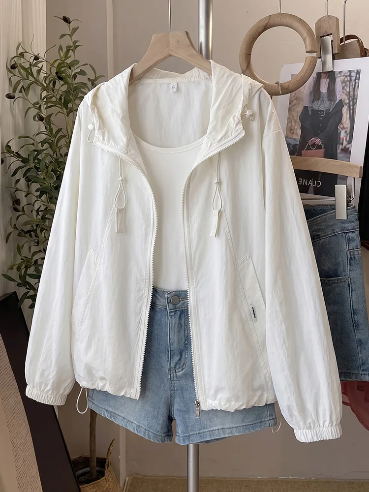 

Women's Summer Lightweight Loose Breathable Sun Protection Jacket Thin Outerwear Air Conditioning Cardigan Fleece Windbreaker