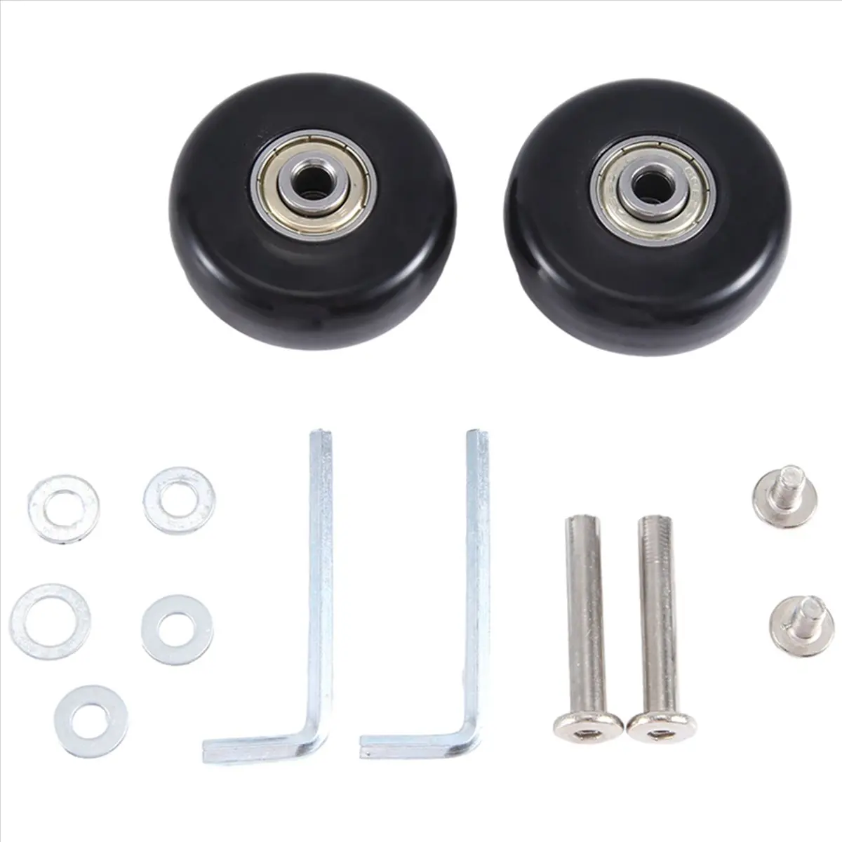 ABQR 50X18mm مجموعة من 2 عجلات بديلة لحقيبة الأمتعة، عجلات دوارة من البولي يوريثان، مجموعات إصلاح محامل من الفولاذ الكربوني