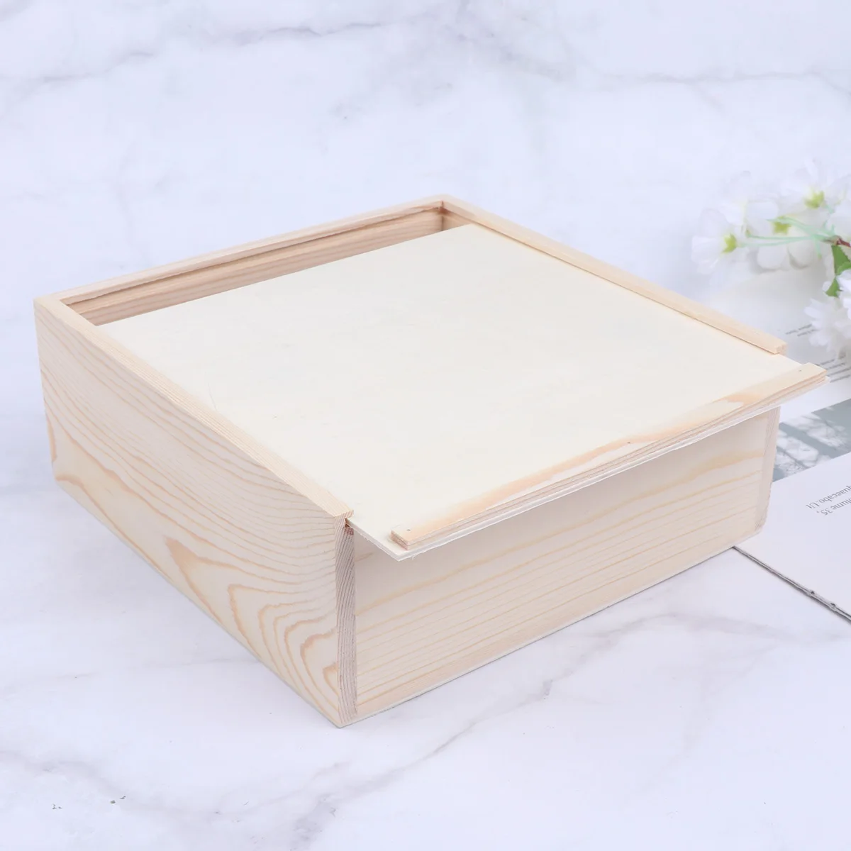 

19.6X19.6X7.6Cm Push Cover Wooden Gift Box Square Jewelry Storage Case For Rings Bracelets Gift Packaging Box Wedding Birthday