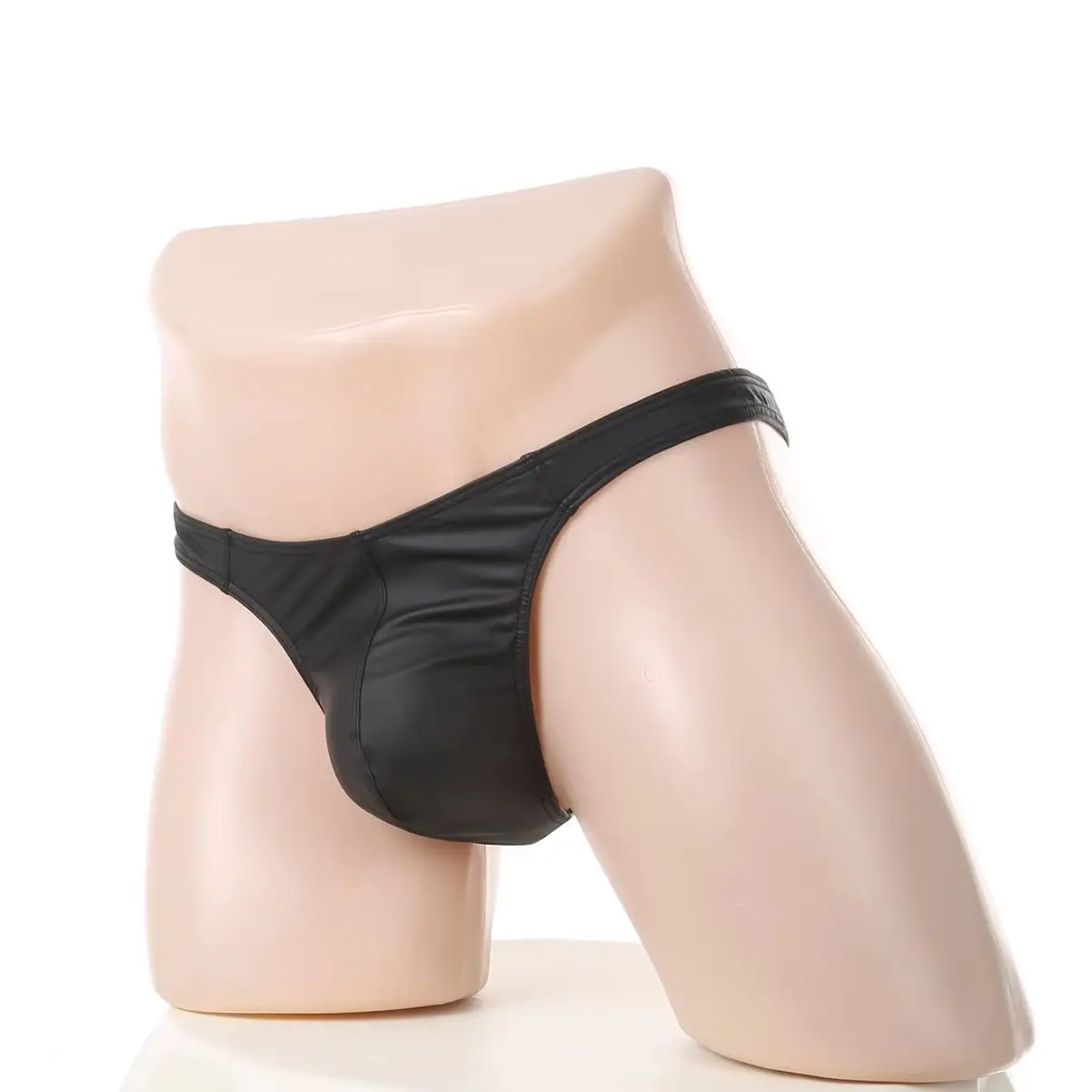 

Mens Faux Leather Thongs Sexy Bikini G Strings Low-rise Underpants T-back Bulge Pouch Tight-fitting Underwear Man homme Panties