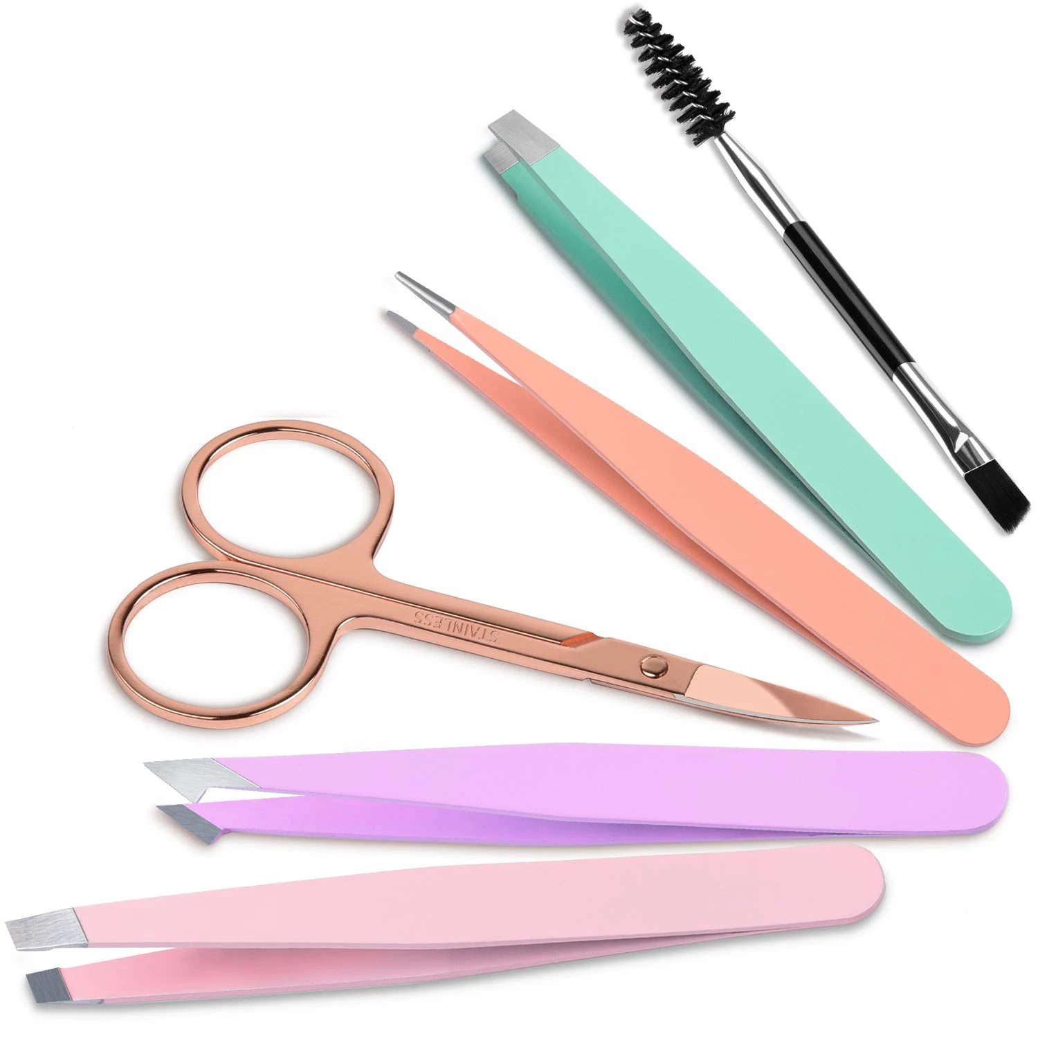 6 Pack Tweezers Set Professional Stainless Steel Curved Scissors for Women and Men Precision Tweezers Eyebrows for Ngrown Hair