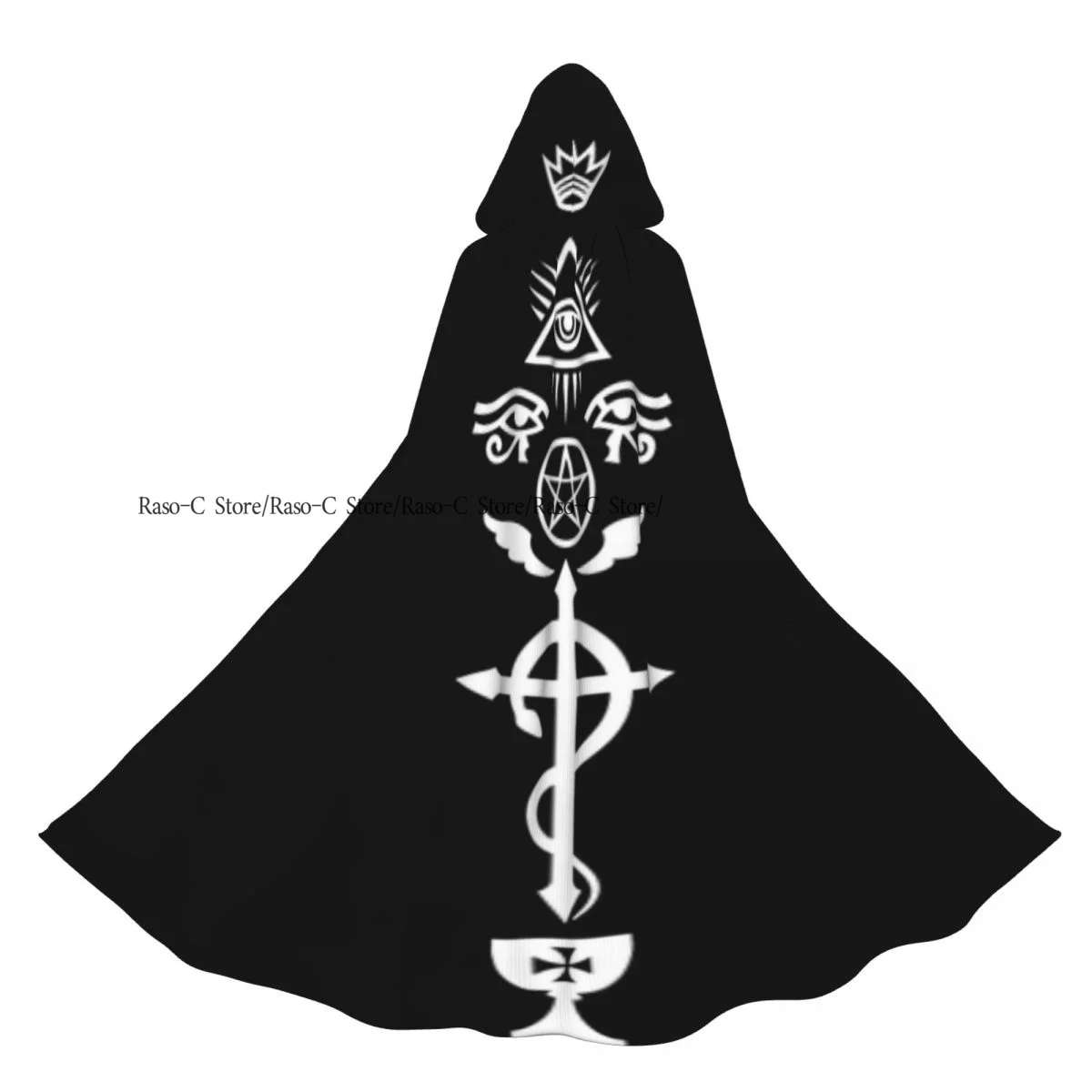 Long Cape Cloak Crux Serpentines Crown Eye Of Providence The Winged Serpent Cross Pentagramjpg Hooded Cloak Coat Autumn Hoodies