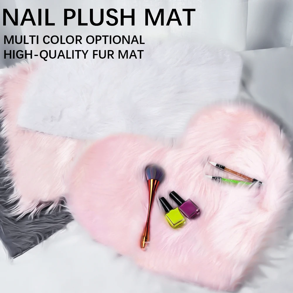 Nail Art Photographing Background Nail Soft Fur Table Mat Salon Pink/White/Grey Soft Fur Nail Mat Nail  Rest Pad Nail Supplies