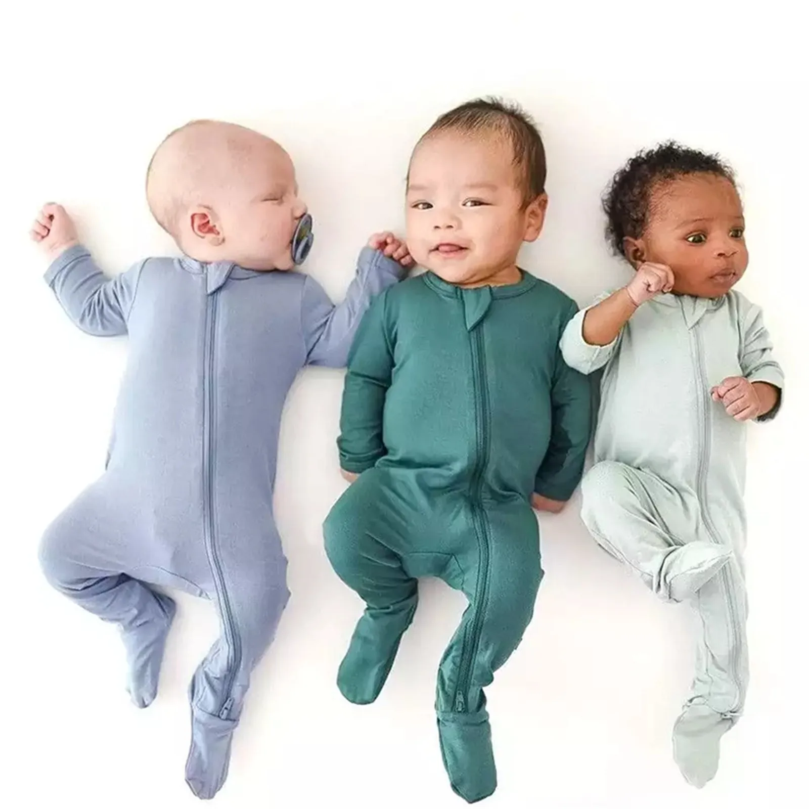 Newborn Baby Rompers 2024 Infant Jumpsuit Bamboo Fiber Baby Boys Girls Clothes Zipper Baby Bodysuit 0 to 18 Months Footed Romper