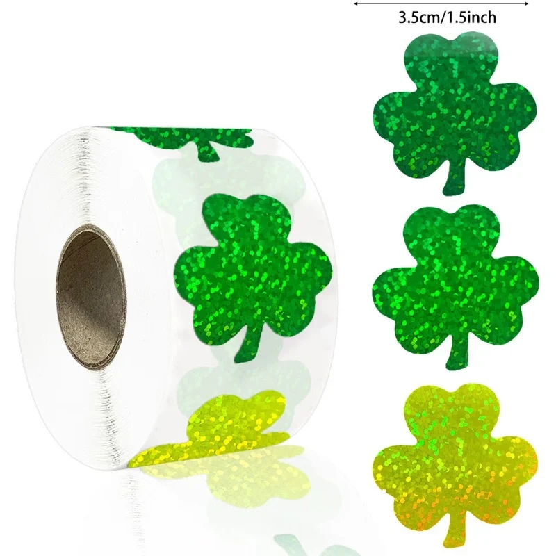 500pcs Clover Stickers Saint Patrick's Day Shamrock Stickers for Gift Decor Daily Necessities Green Lucky Seal Labels Material