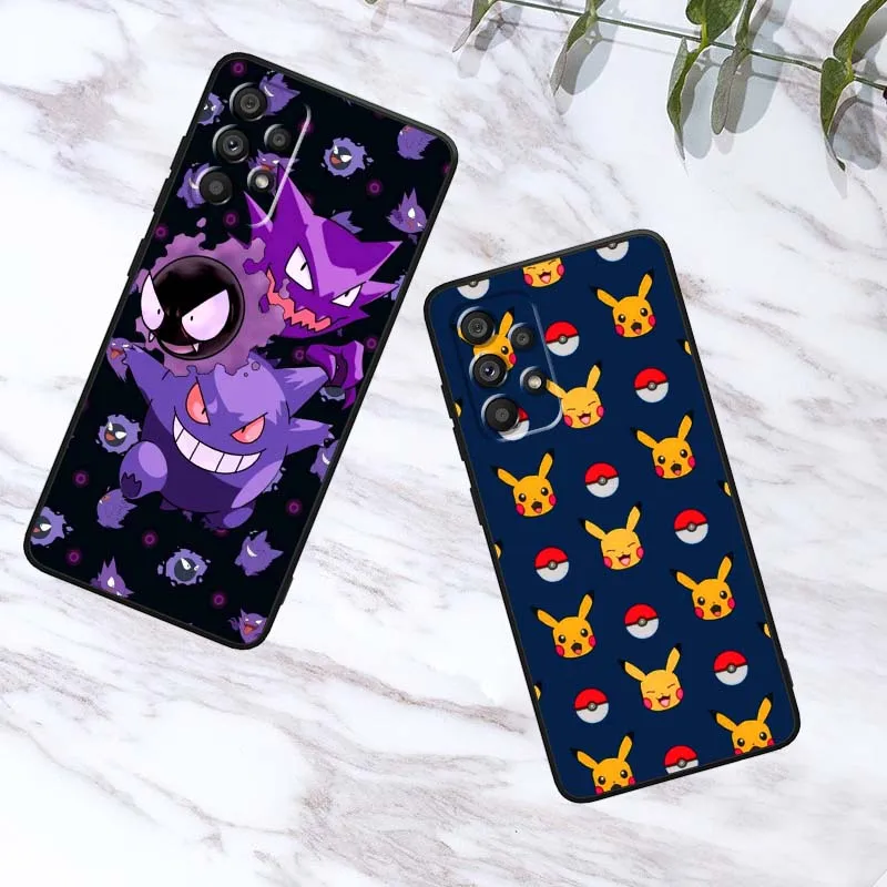 P-Poke M-Mons كارتون لسامسونج A41 A35 A34 A33 A32 A25 A24 A23 A21s A06 A05 A04 A03 نوت 10 20 الترا 5G غطاء أسود