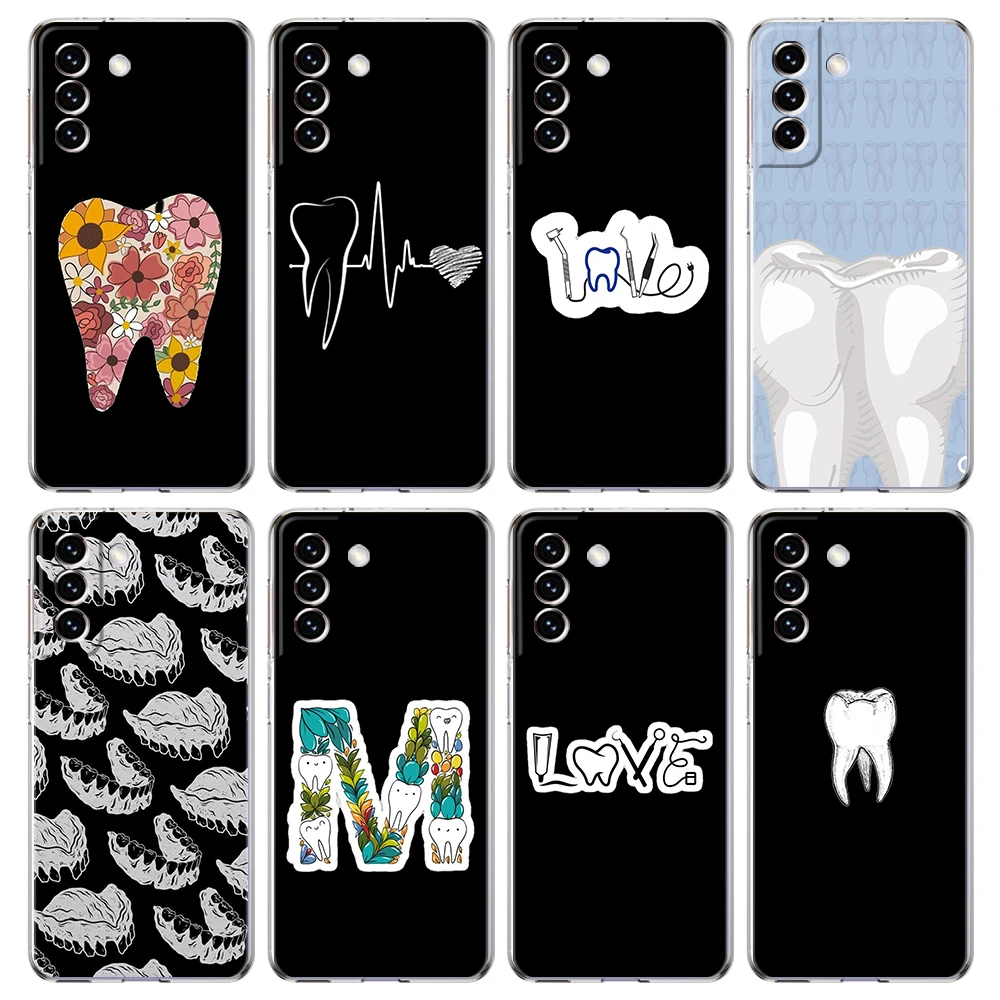 Dentist Dental Dent Tooth Cute Teeth Phone Case For Samsung Galaxy S24 Ultra S23 FE S22 S20 S21 5G S10 S9 Plus S10E S8 Cover