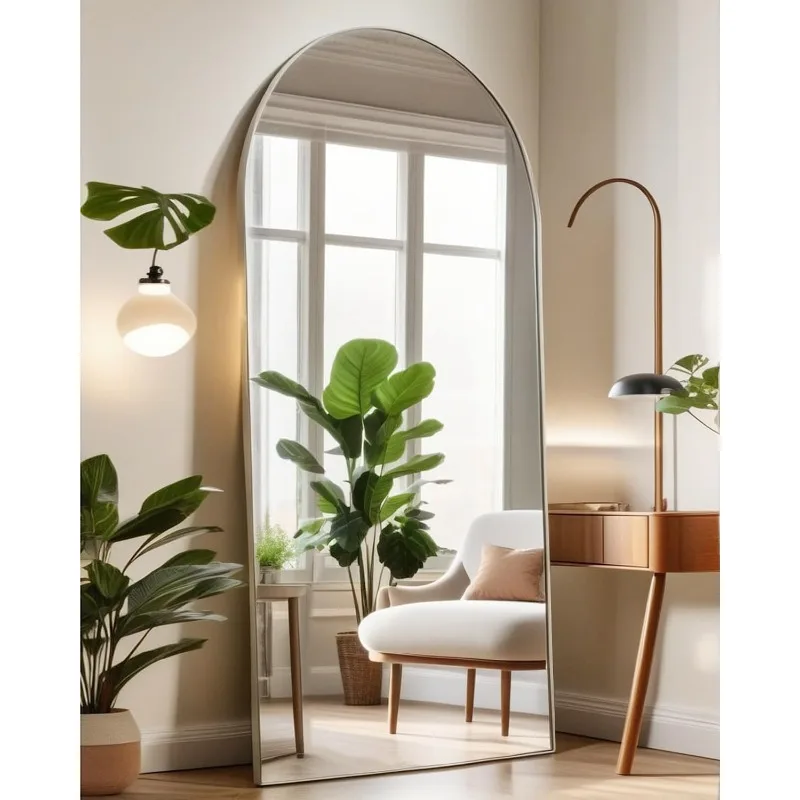 Full Length Mirror, 71"×26" Arched Floor Mirror with Stand, Standing , Full Body , Large Mirror, Wall