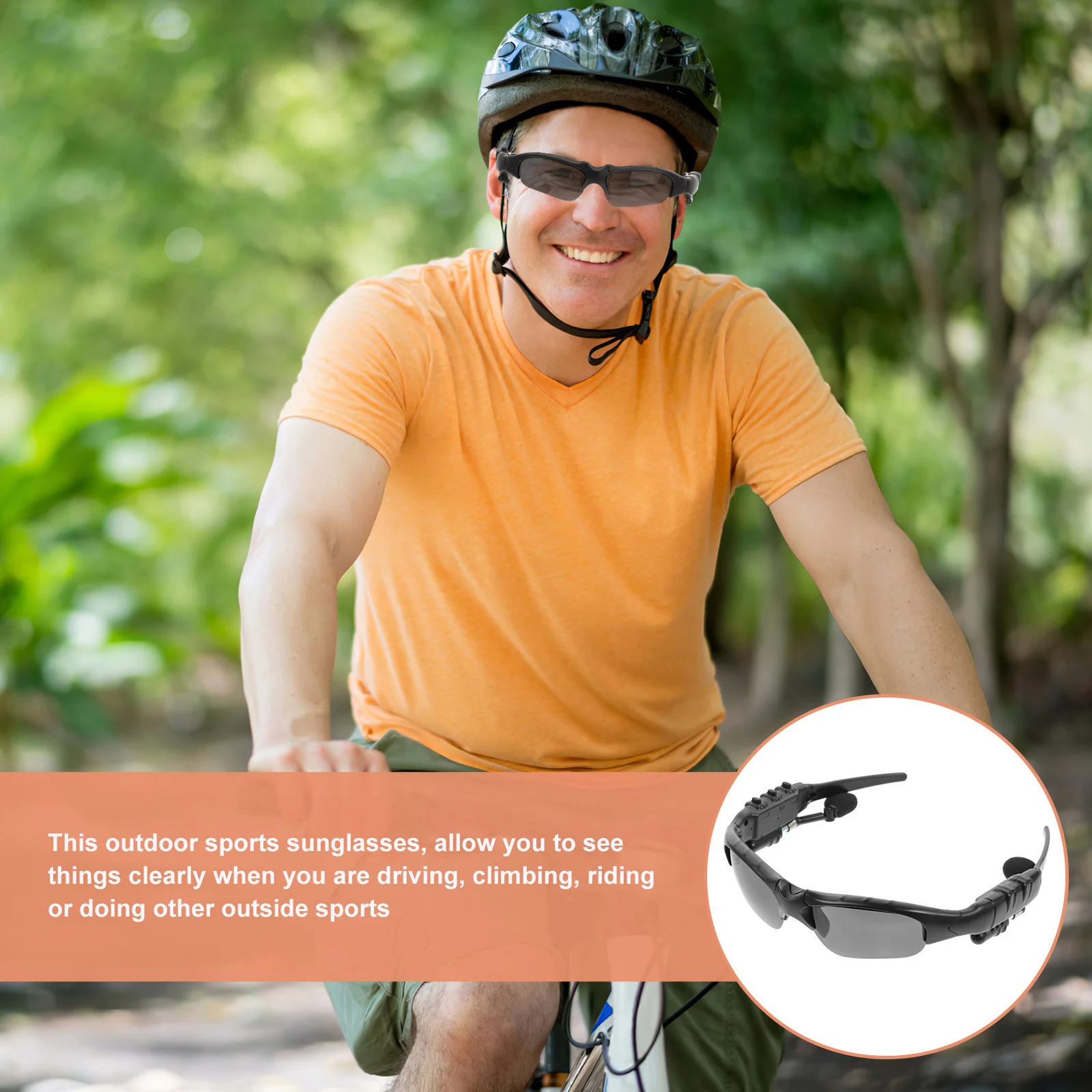 

Cycling Sunglasses Black Sports Eyewear For Outdoor Driving Travel Real Time Recording Easy User Friendly