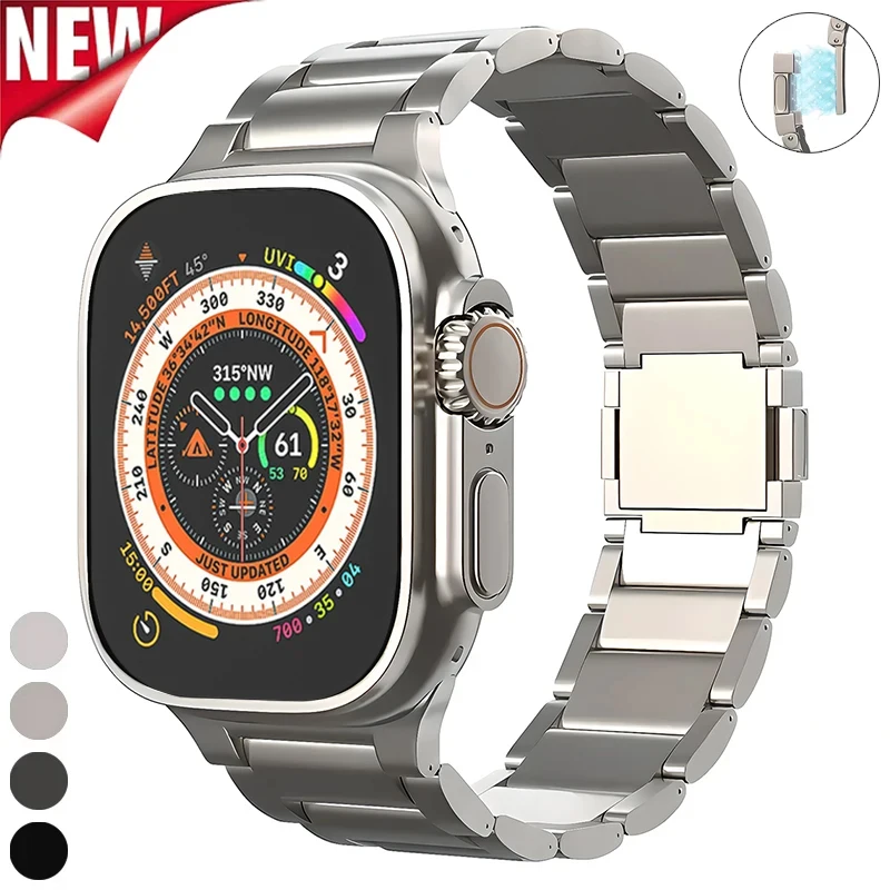 

Titanium Strap for Apple Watch Band Ultra 2 49mm 42mm 44mm 45mm Luxury Magnetic Bracelet Iwatch Series 9 8 7 6 SE 5 4 Wristband