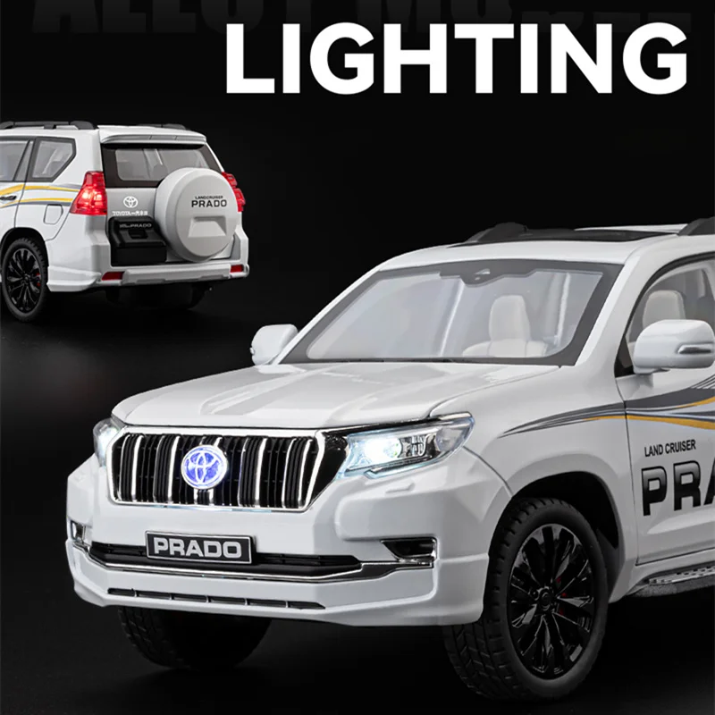 1/18 Toyota Prado Land Cruiser SUVรถรุ่นDiecastsโลหะรถออฟโรดรุ่นรถเสียงและแสงของเล่นเด็กของขวัญ