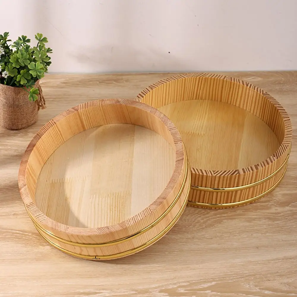 

Creative Rice Sushi Bowl Bucket Tub Reusable Exquisite Japanese Steamer Barrel Rustic Multi-Function Wood Box Food Storage