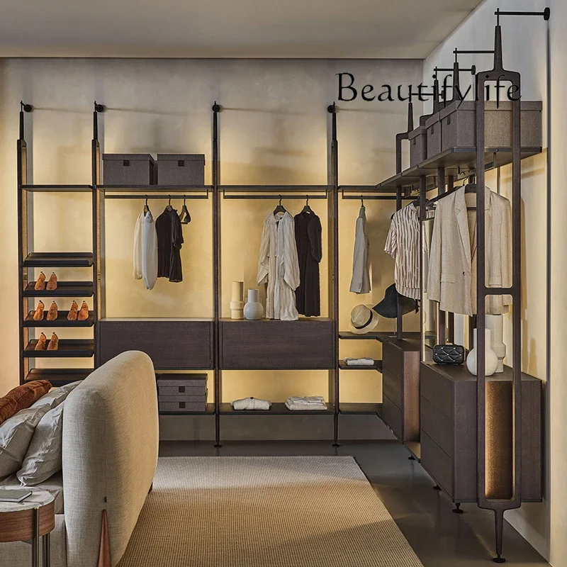 F Pure Solid Wood Italian Minimalist Fully Open Coat Rack System Multi-functional Combination Locker Rack